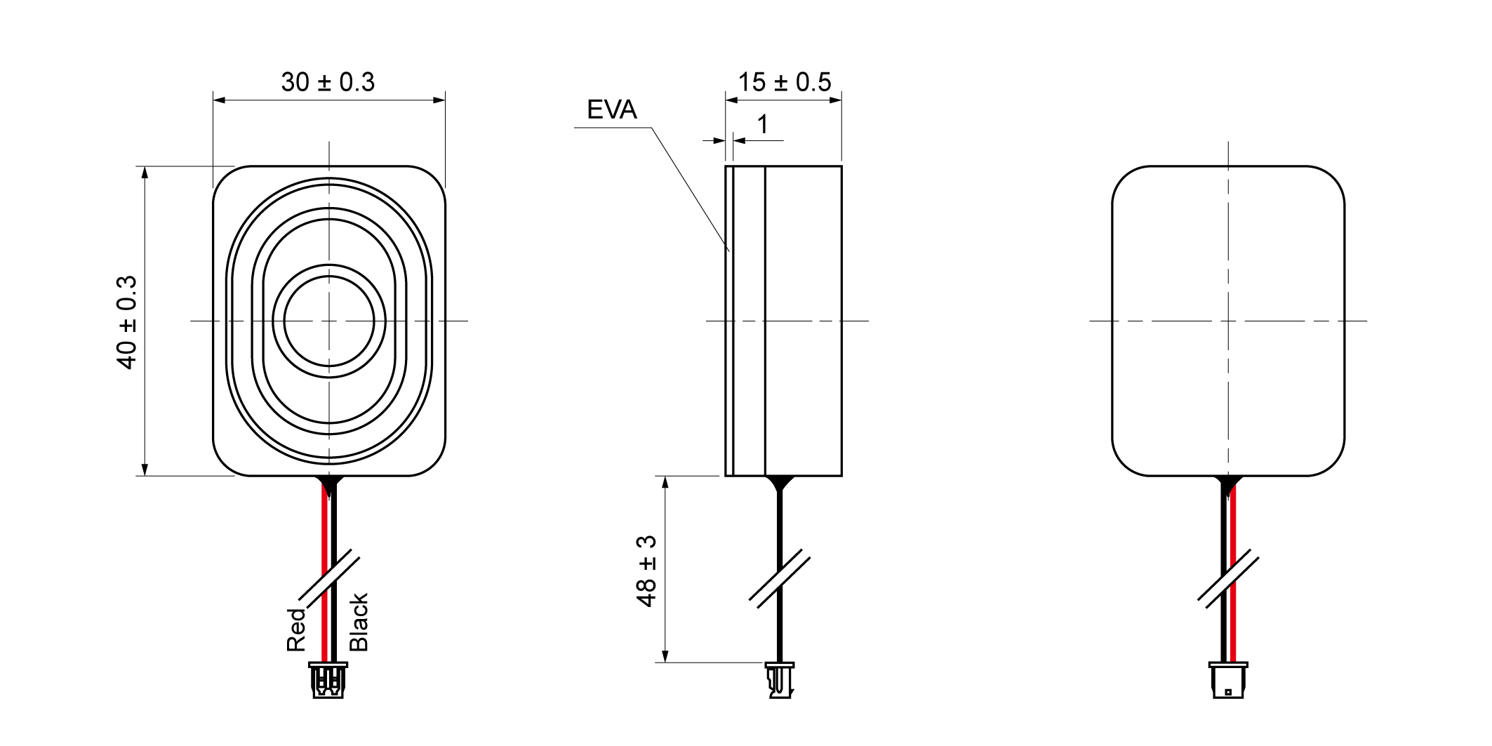 OSS25-4030-15A2.0W4-C Mechanical Drawing